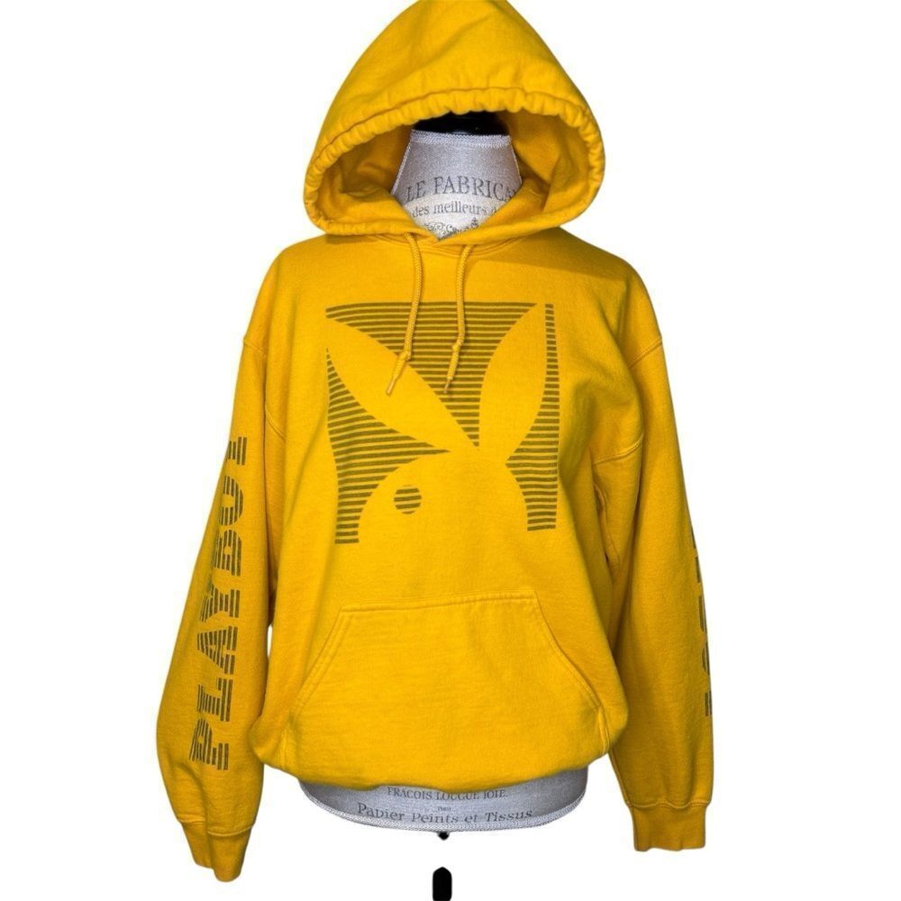 Vintage Goodworth & Co Playboy Yellow Gold Hoodie Size Medium